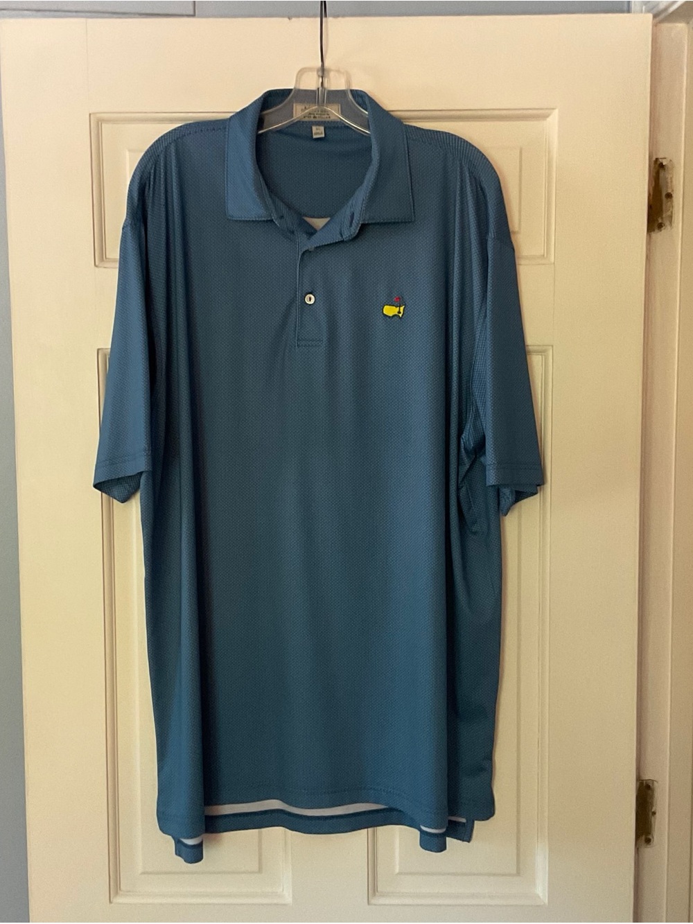 Masters Peter Millar Performance Golf Polo Shirt Blue Print Men’s XL Augusta